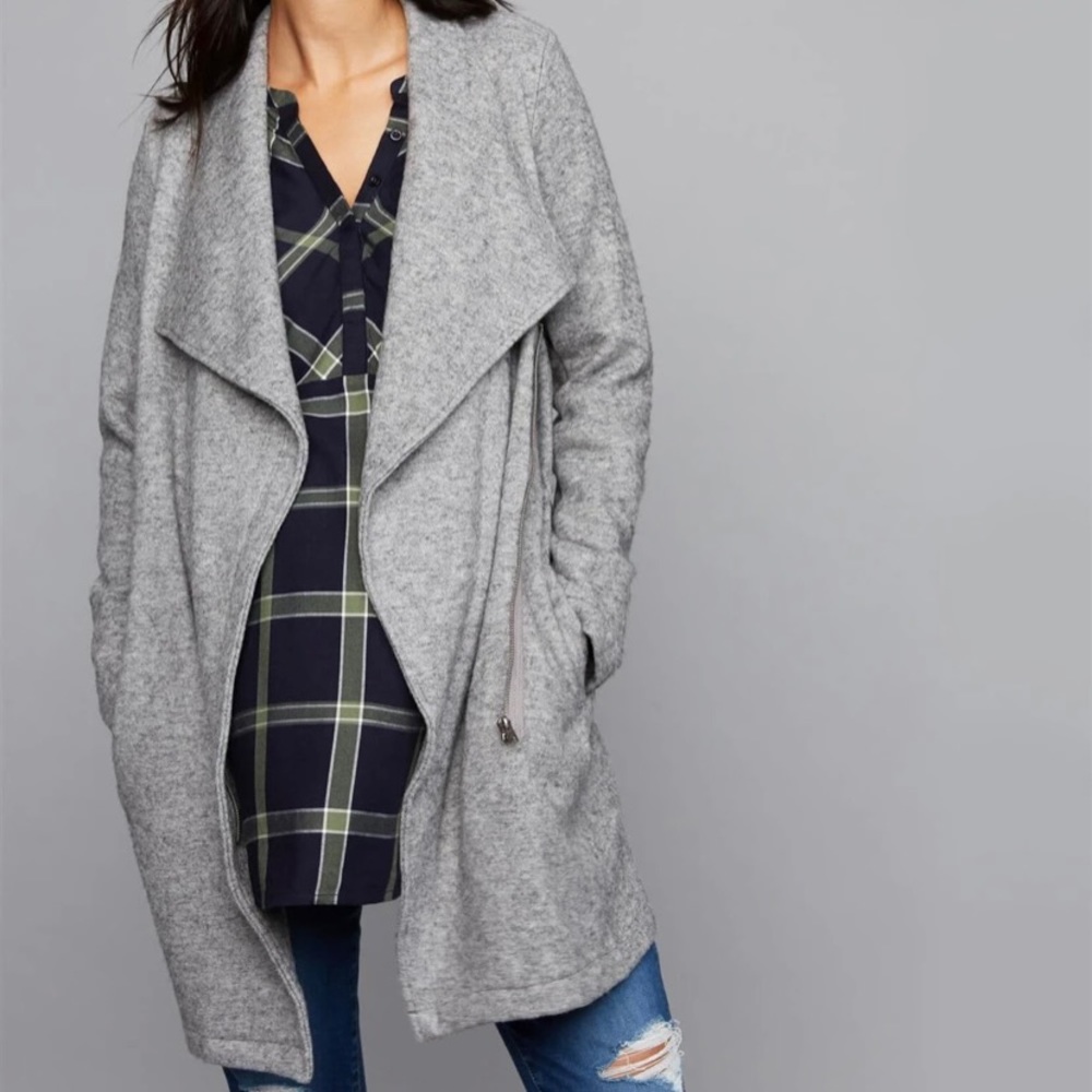 Bb Dakota soft brushed draped maternity coat in grey